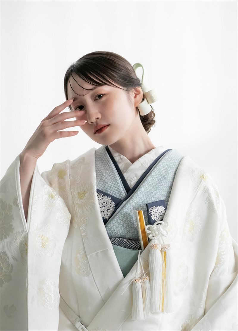 刺繍襟 群鶴