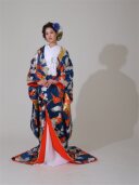 流水梅花鶴(紺) 