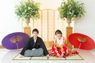 和装時番傘使用