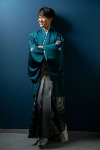 ダークブルーグリーン紋付・富士袴