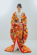 手織　紅洛趣花模様