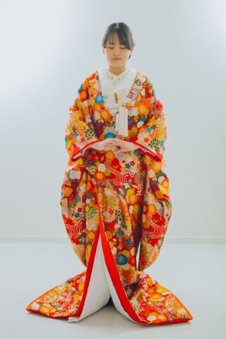 手織　紅洛趣花模様