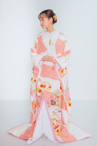 白地絞り柄風相良刺繍