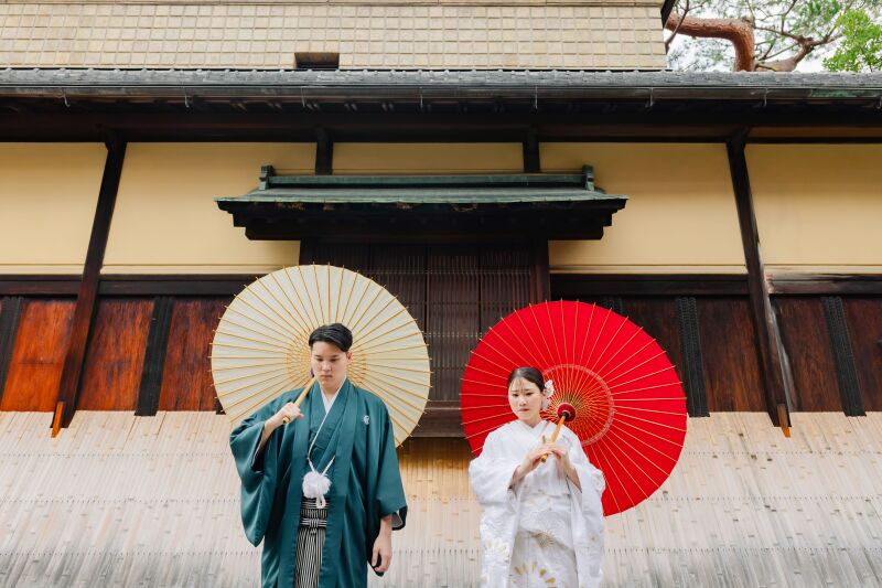 和傘で町を散策♪