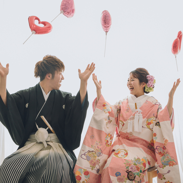 ハートの風船で