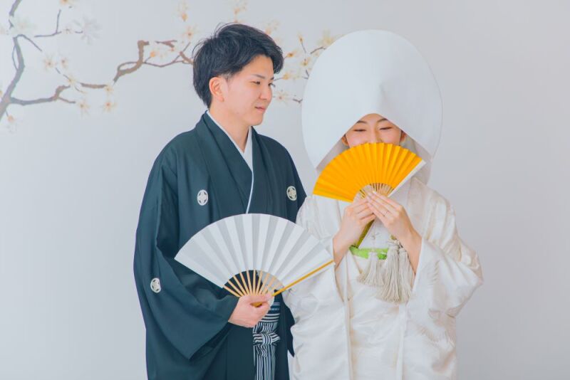 白無垢ならではの綿帽子での撮影
