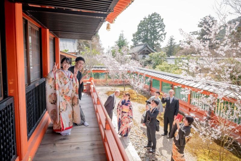 にぎやかな撮影