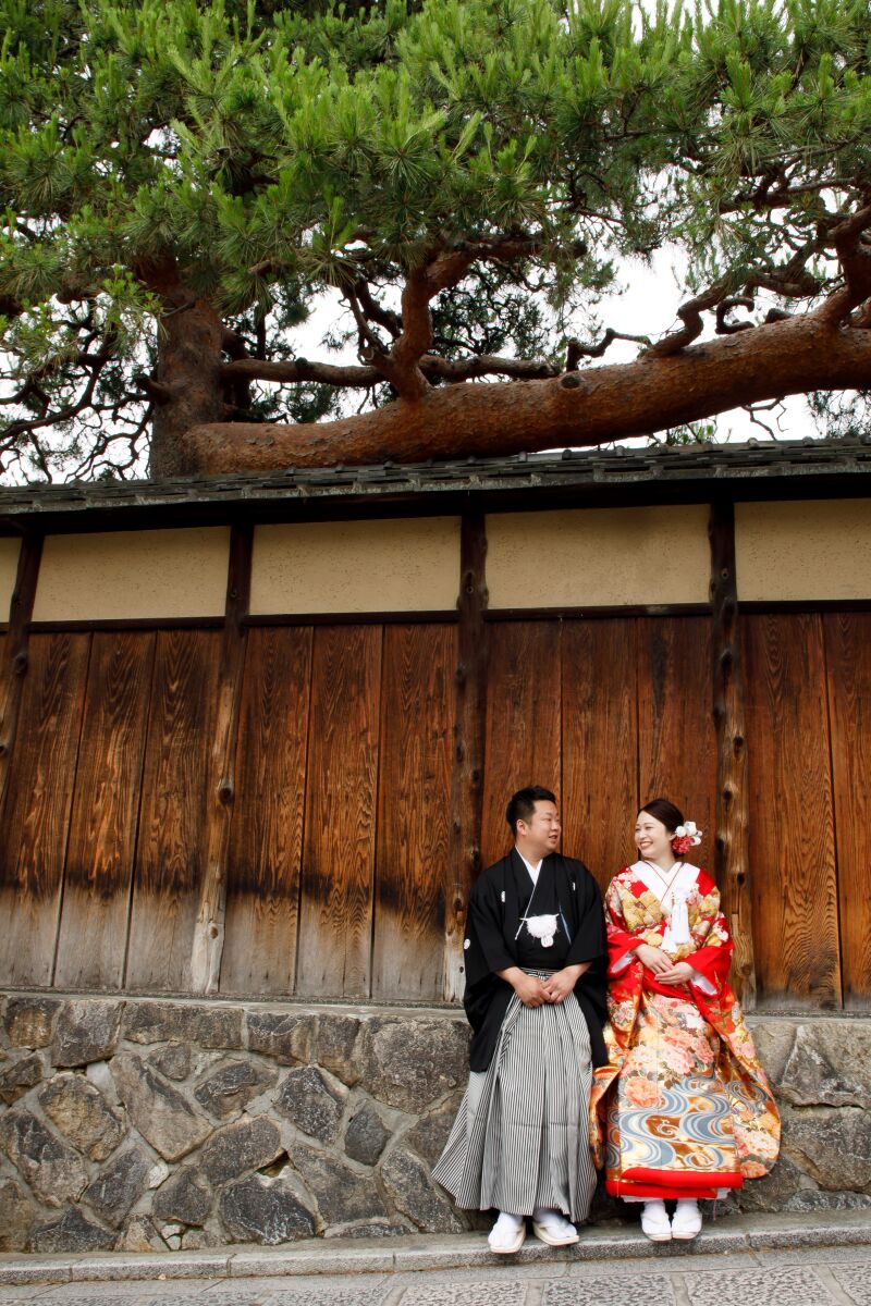 京都の温かい街並みで和装撮影