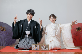 おふたりらしい笑顔で（和装スタジオ撮影）