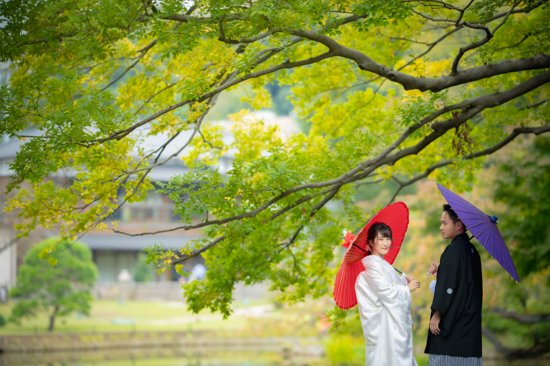 東京タワーと日本庭園で和装洋装どちらも楽しむフォトウエディング