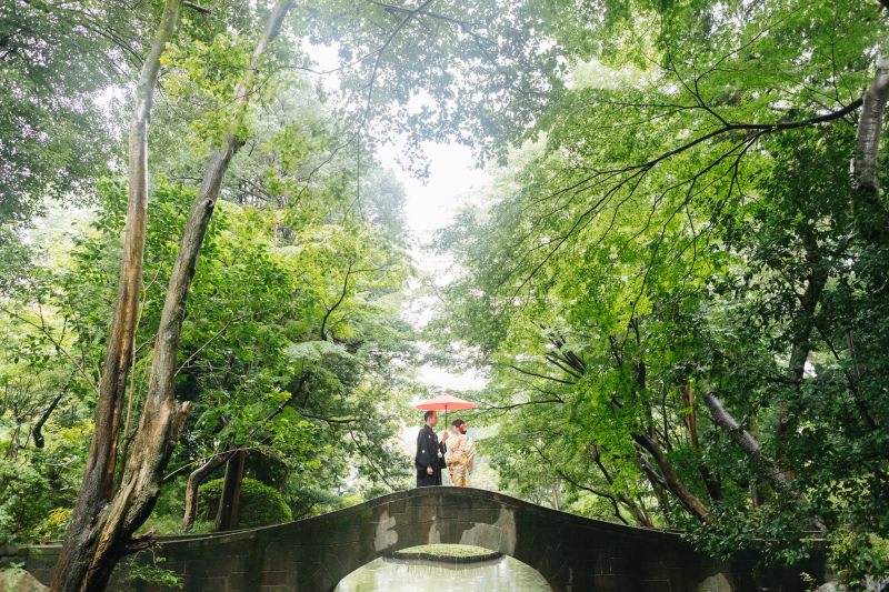 自然豊かな庭園で