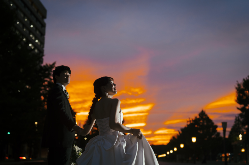 夕焼けに染まって、、