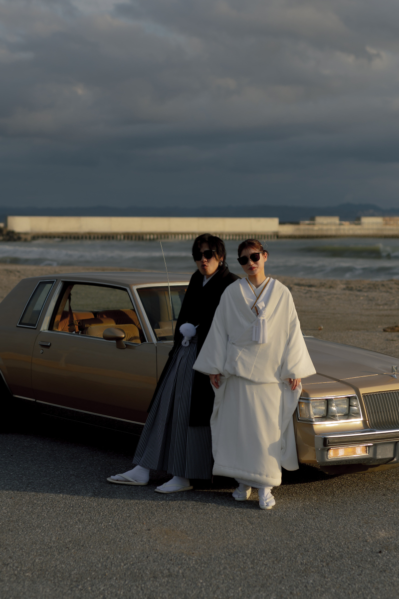 サングラス×和装×車