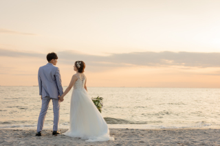 稲毛海浜公園の夕焼けウエディングフォト