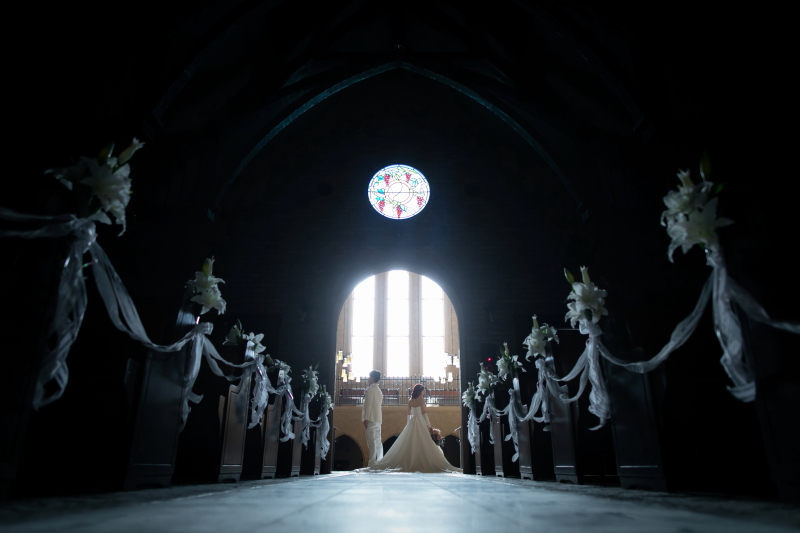 チャペルと海とで洋装撮影♪