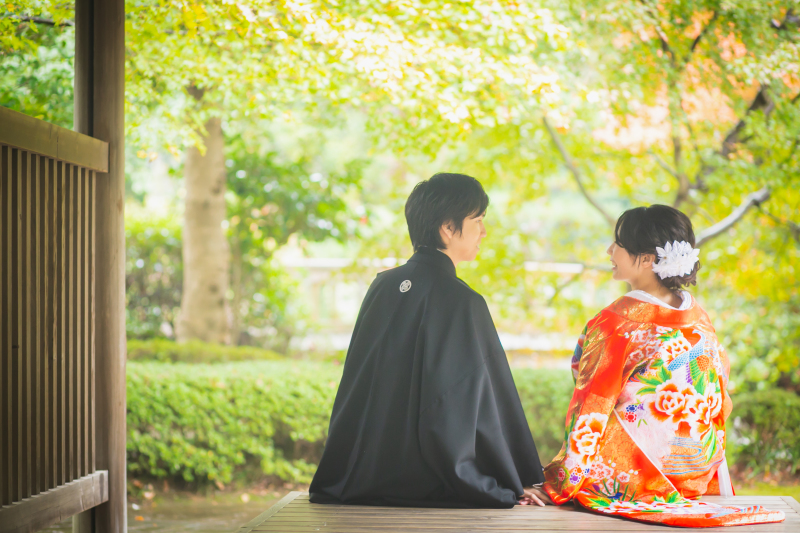 豊かな緑の中で和装撮影