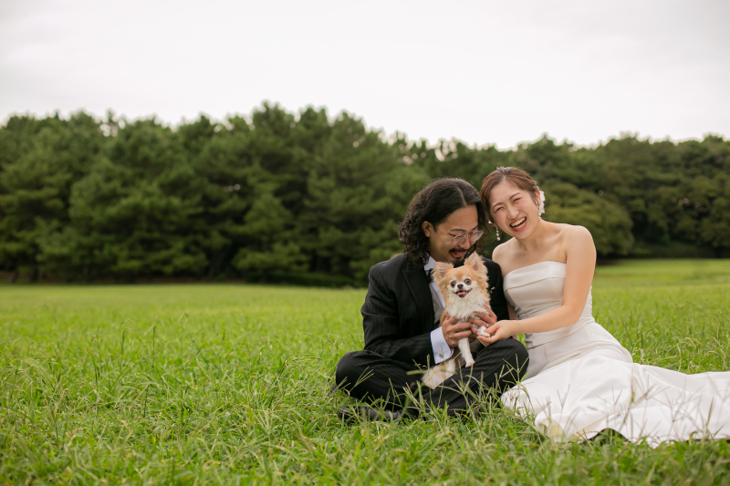 ペットと一緒に海撮影