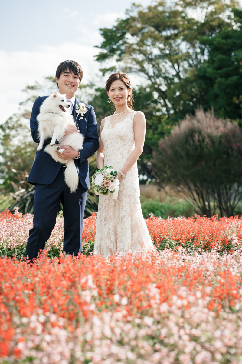 【ペットと一緒に撮影】ロケーションフォト(洋装1着+新婦ヘアメイク+全データ)