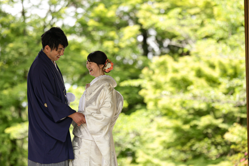 爽やかな青紅葉と