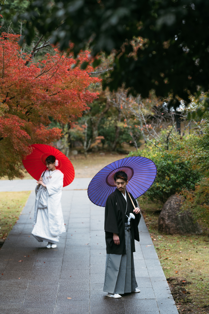 一日雨予報、和装撮影スタート!