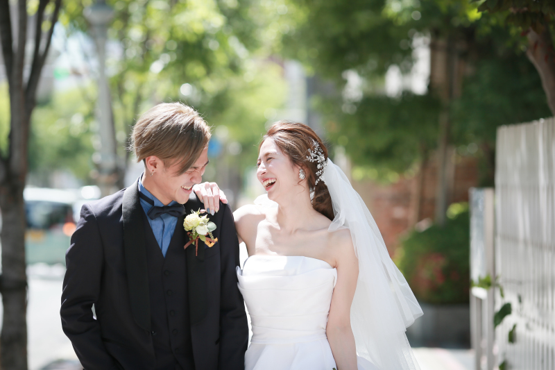 青空の下で満点の笑顔