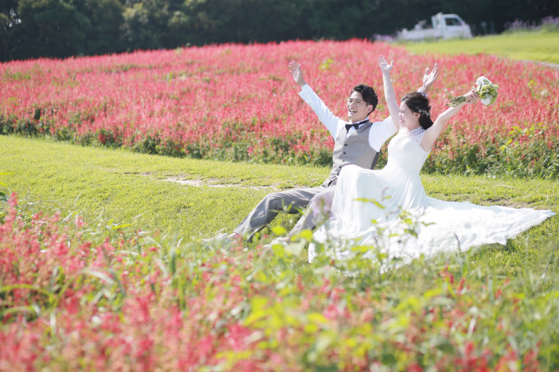 季節のお花たちと共に撮影！