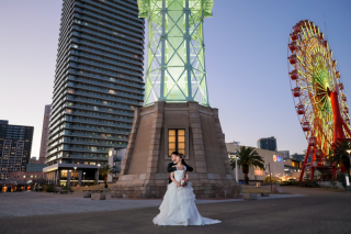 空・夕日・夜景の全てをしっかりと残した最高の1枚