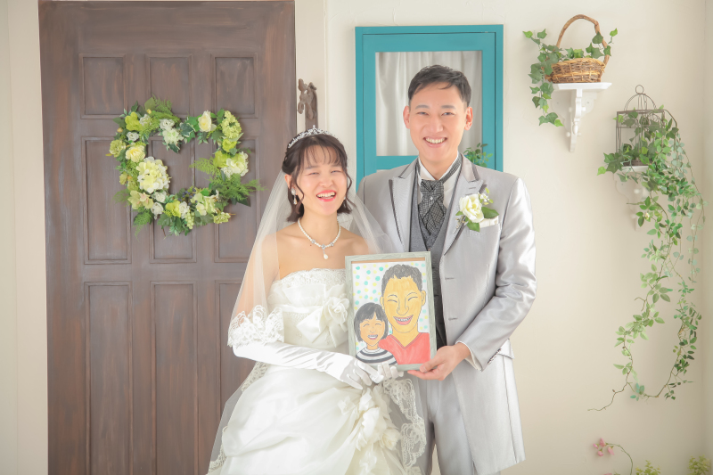 似顔絵と一緒に