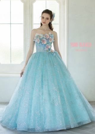 F136　桂由美ブルーローズグリッターチュール