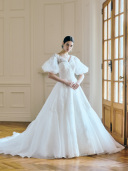 F902　桂ドロップパフスリーブグリッターソワレ