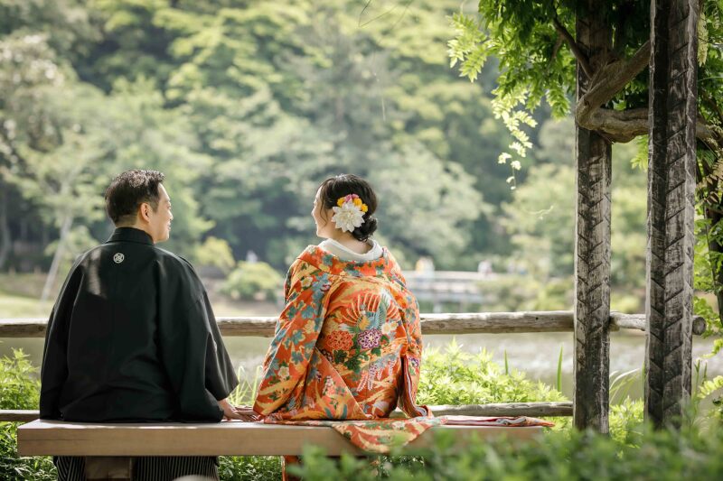 新緑が輝く三渓園で撮影スタート!