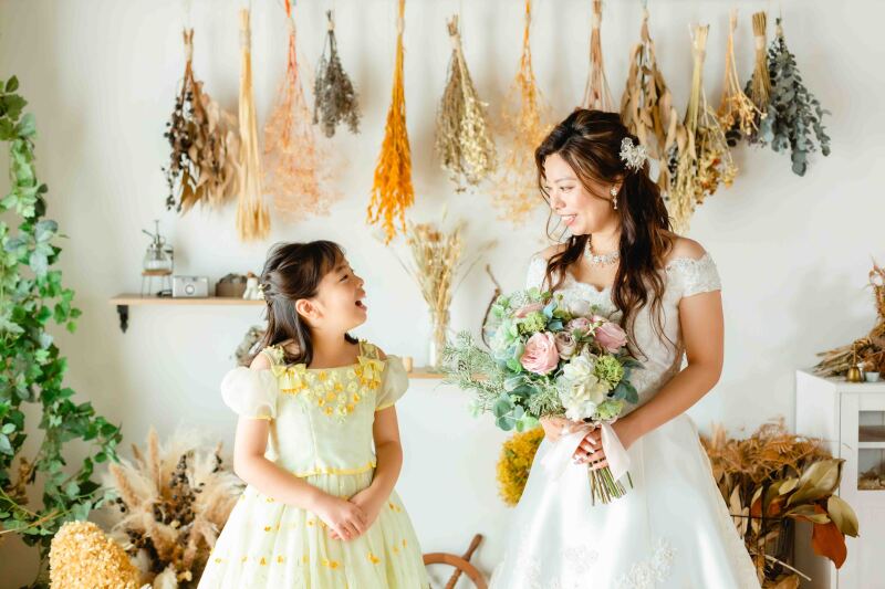 娘ちゃんと一緒にスタジオフォトウェディング