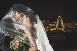 夏は夜♪夜風が心地よい大さん橋に出張カメラマンがウェディングの撮影