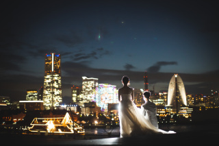 横浜の夜景と星空のマリアージュ