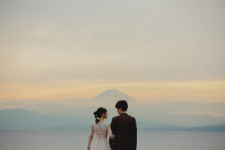 夕燈に浮かぶ富士山とのコラボフォトグラフィティ