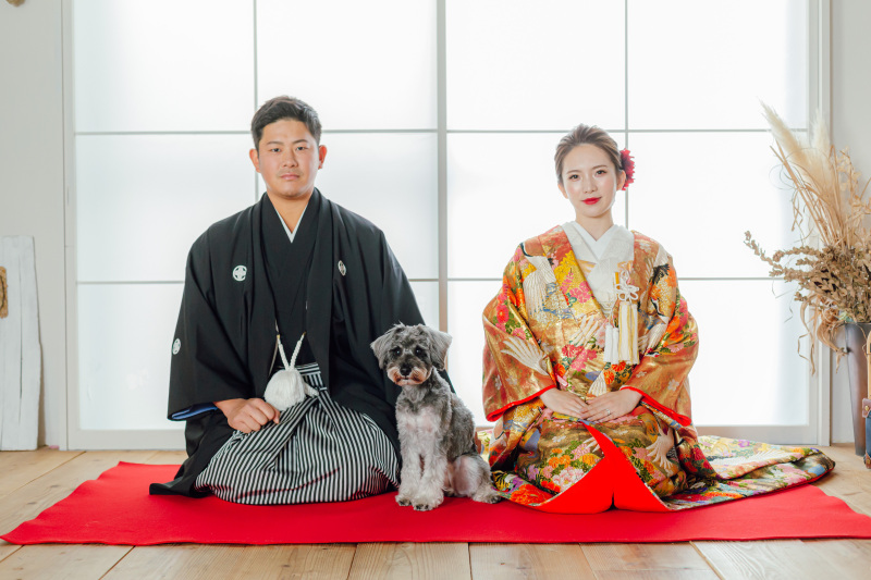 愛犬と迎える和装婚