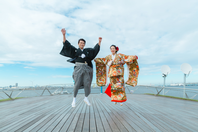 撮影終盤、2人でジャーンプッ!!