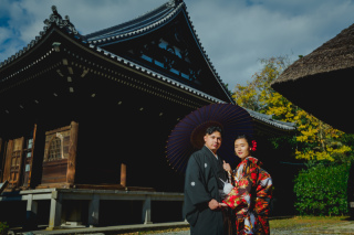 極楽浄土が広がる和式の国際結婚フォト