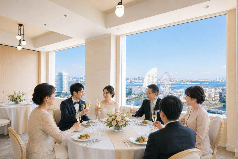 【みなとみらい眺望・会食付き】洋装ロケーション撮影+レストラン会食