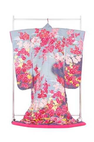 ピンクブルーの色打掛