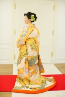 色打掛　オレンジ×水色