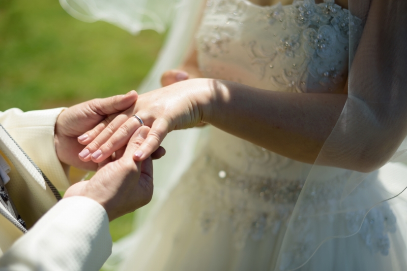 指輪交換のシーンも