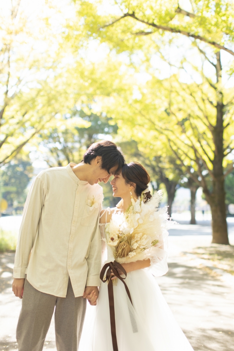 ドライフラワーのブーケがアクセント