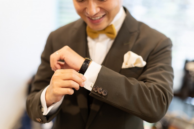 新郎もメイクシーン撮影