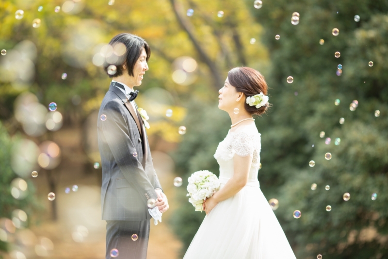 シャボン玉でかわいく演出