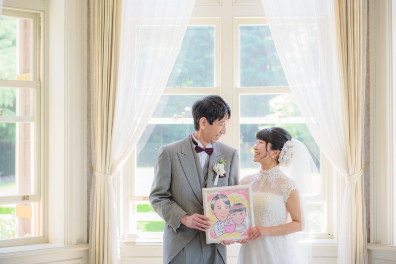 似顔絵と一緒に