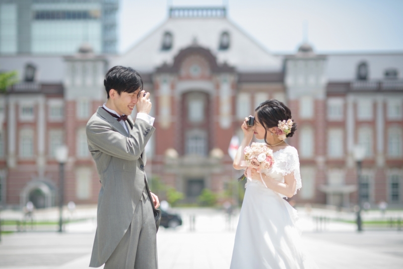 東京駅前でパチリ