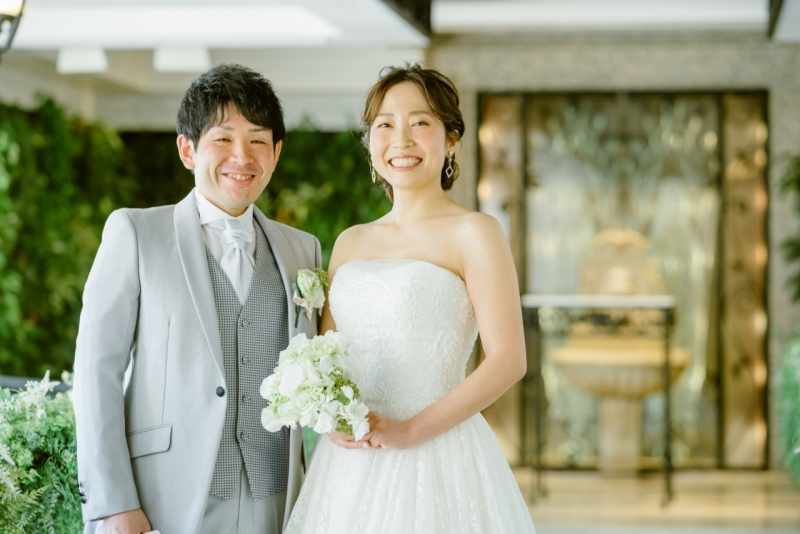 こだわりのウエディングドレスでの撮影。