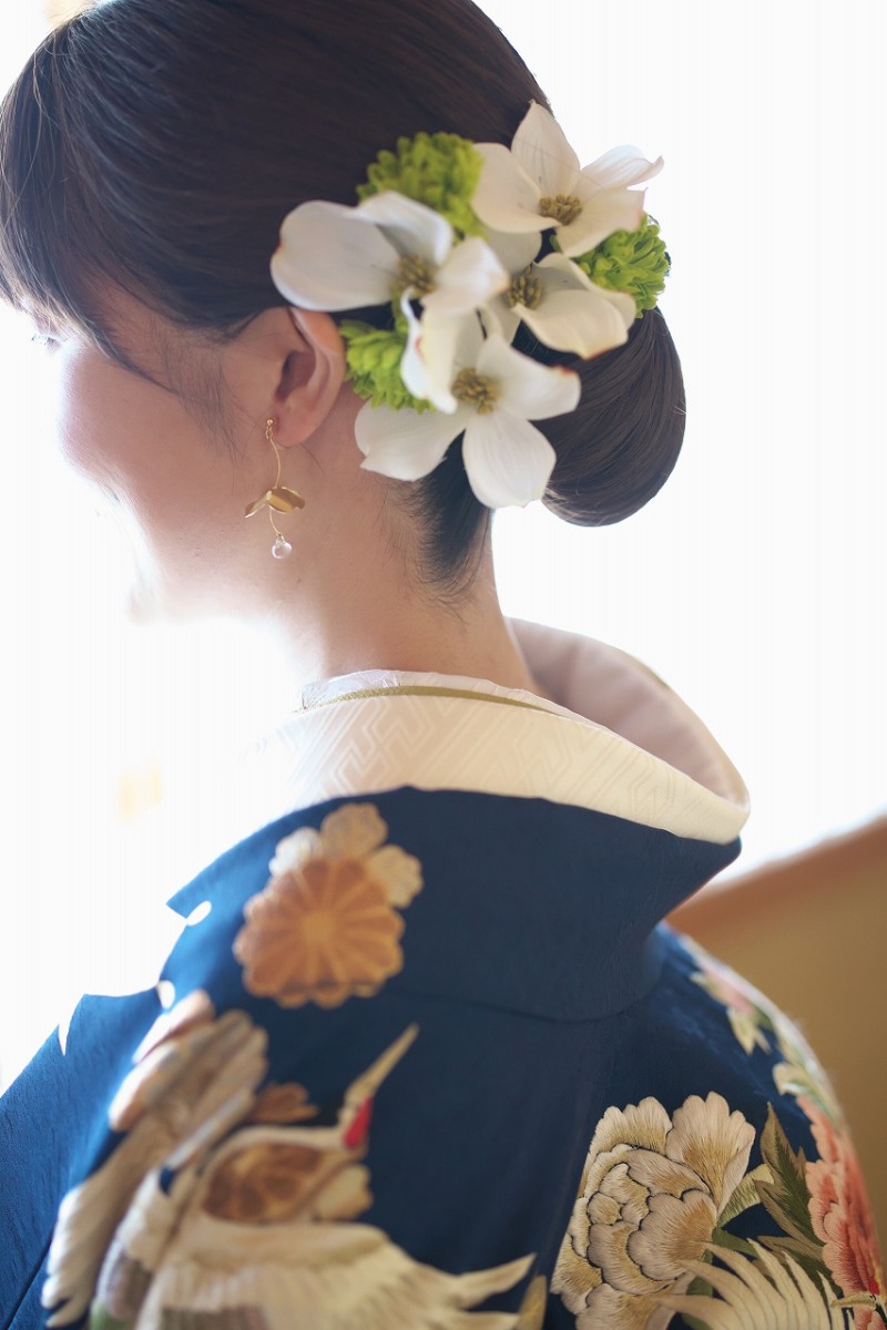 和装にイヤリングが素敵です。