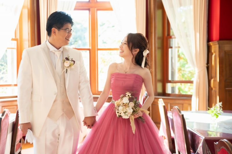 カラードレスで洋館撮影